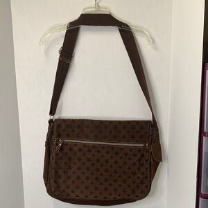 BONGO Brown Corduroy Star Pattern Messenger Bag adjustable strap